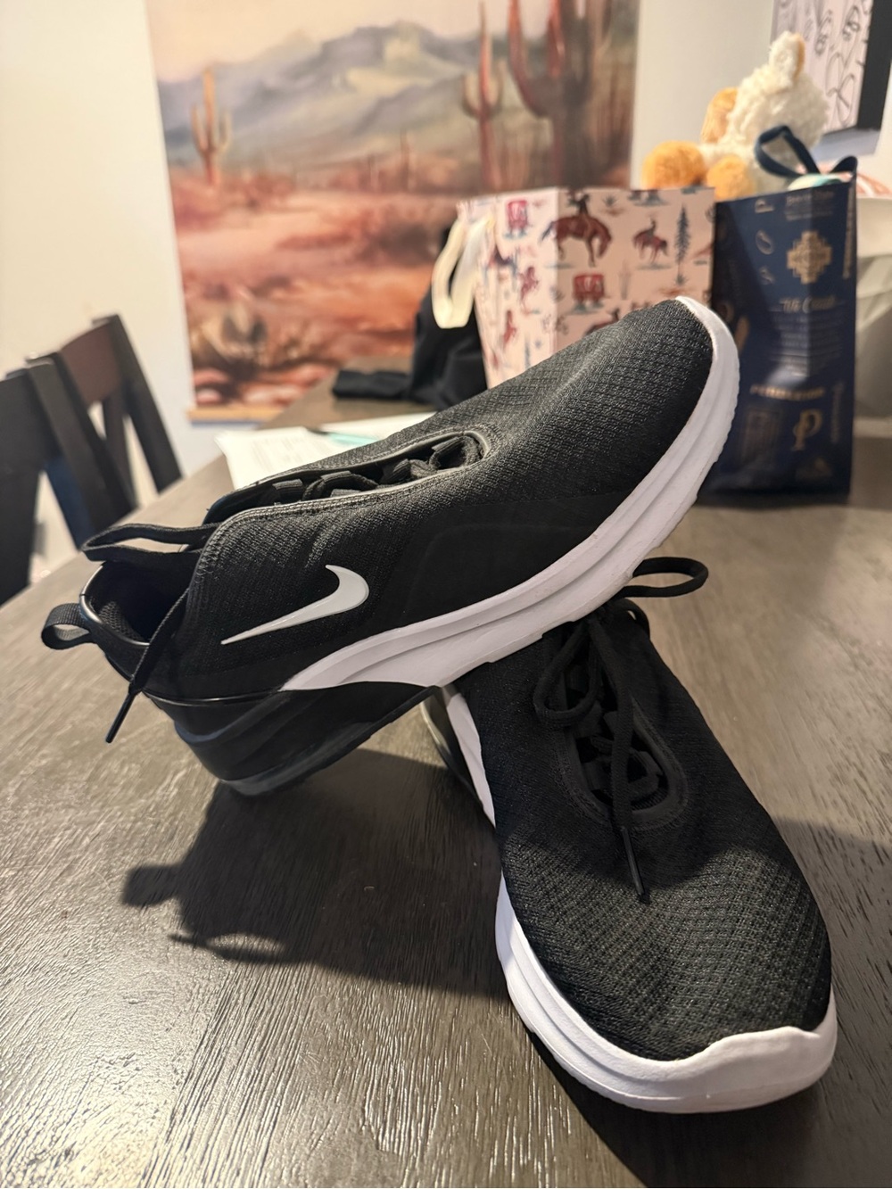Nike Black and White Slip-On Mesh Trainers
